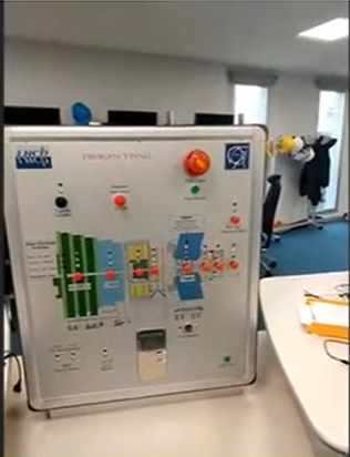 A photo of the emergency panel which would turn off the power to the Large Hadron Collider in case of a power cut or other failure